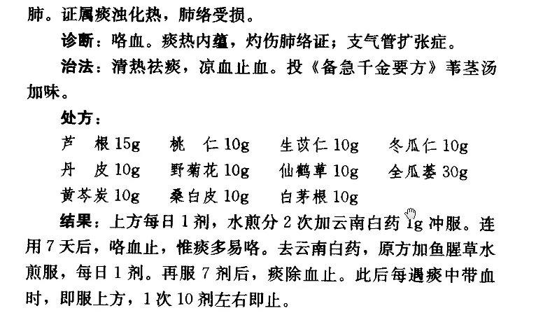 治疗咯血咳血的秘方偏方